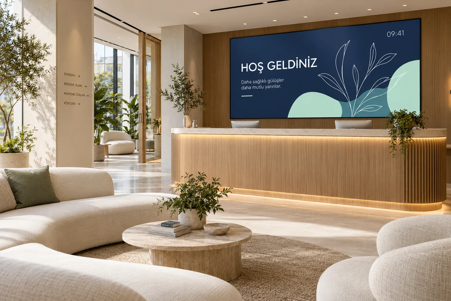 Klinik & eczane — temsili dijital ekran kullanımı